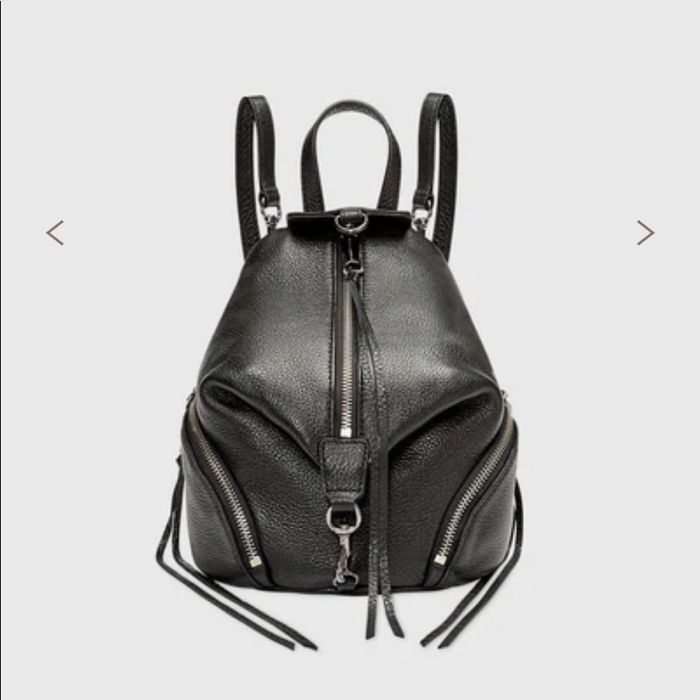 Rebecca Minkoff Julian Mini Leather Backpack BLACK Gunmetal AUTHENTIC